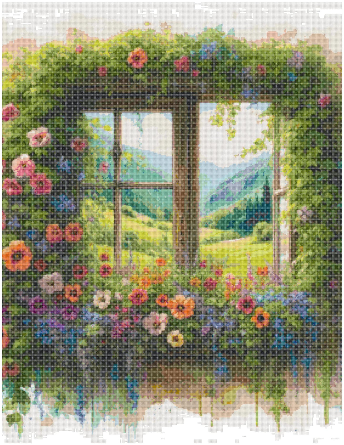 Windowsill Flowers/ Cross Stitch Patterns/ Sweet Home 141