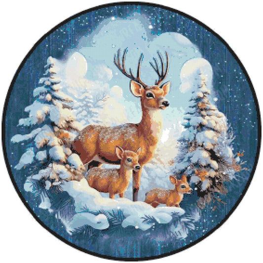 Counted Cross Stitch patterns/ Winter Deers Christmas 3