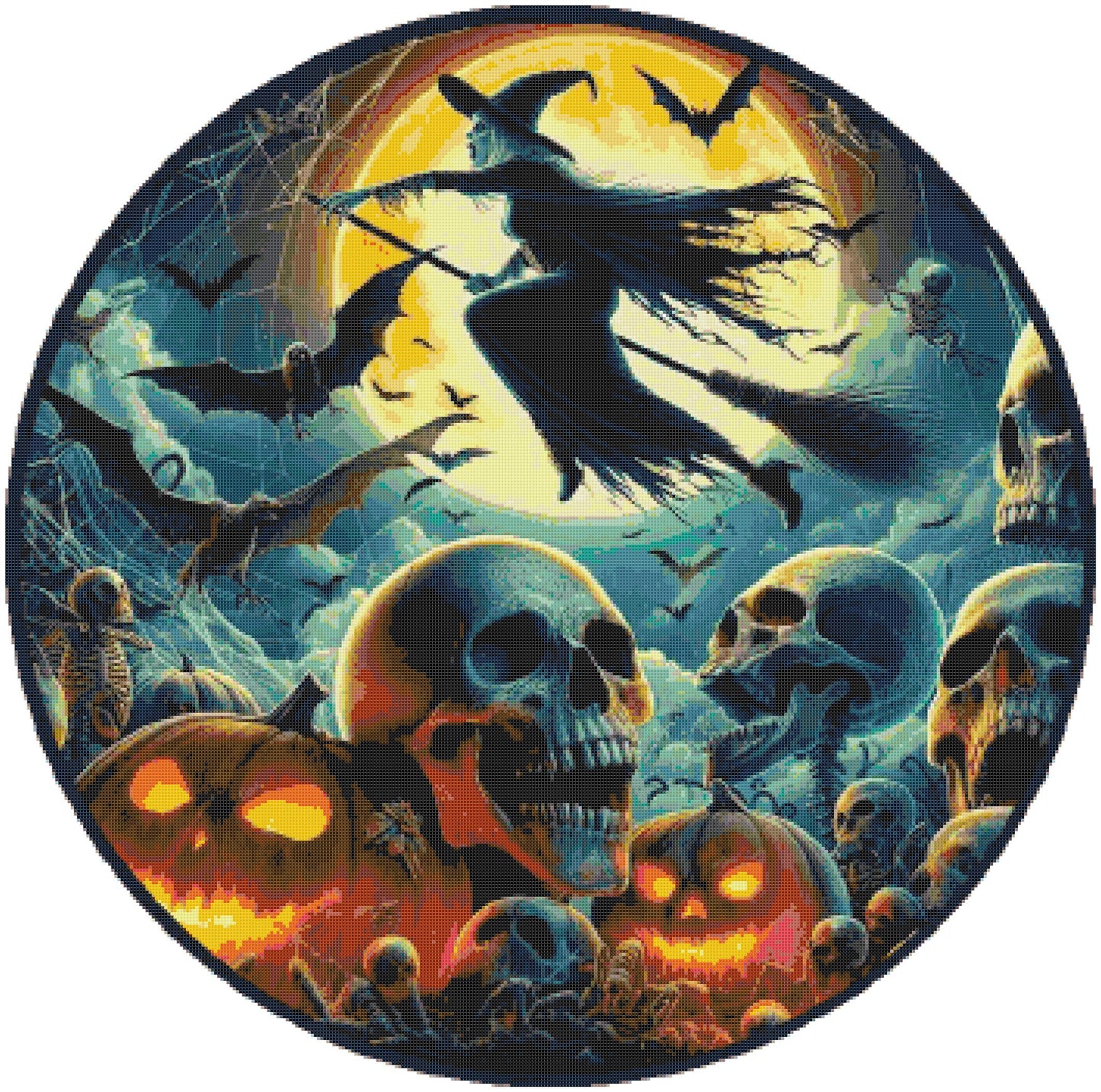 Witch Skulls and Pumpkins/ Cross Stitch Patterns/ Halloween 63