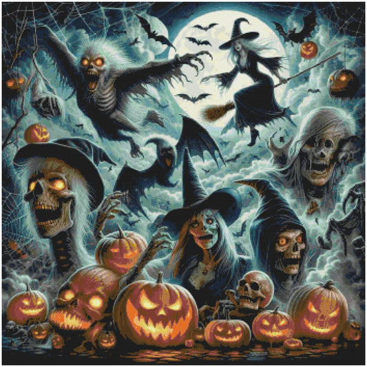 Witches Skulls and Pumpkins/ Cross Stitch Patterns/ Halloween 64